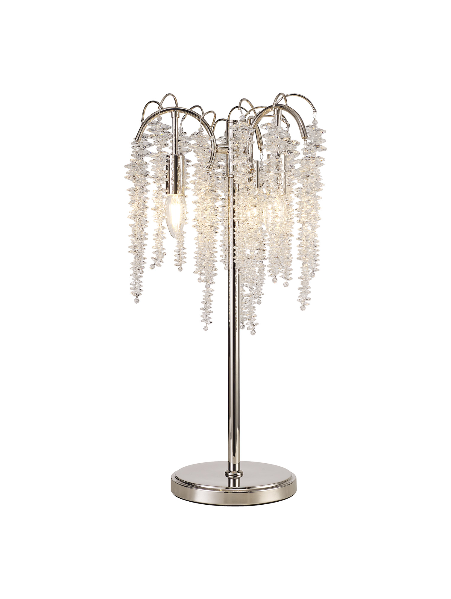 IL32904  Wisteria 62cm Table Lamp 3 Light Polished Nickel